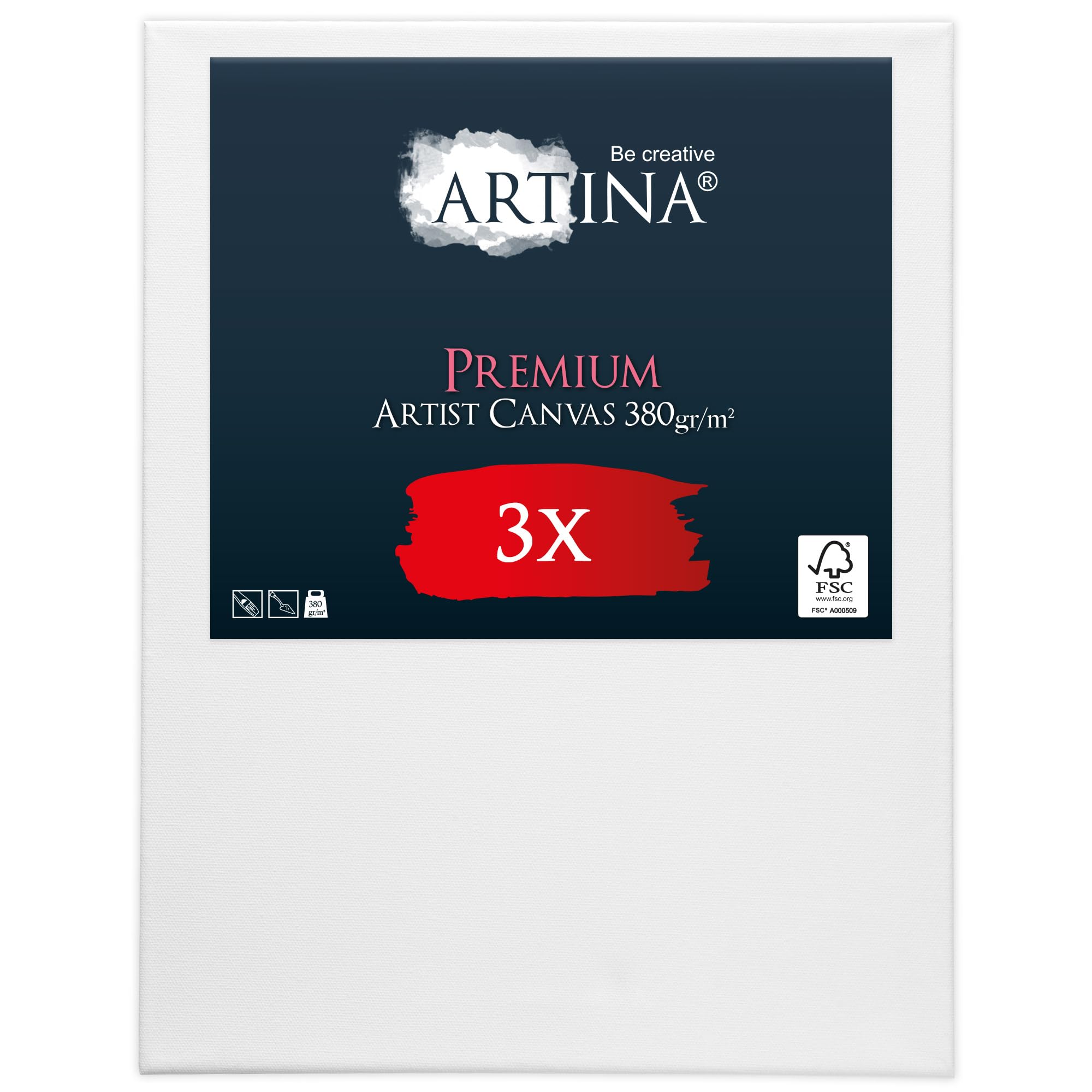 Keilrahmen Leinwand zum Bemalen 30x40 cm – Artina Premium 3er Set FSC® Leinwand Keilrahmen Leinwände für Acrylfarben Canvas 100% Baumwolle – bespannte Keilrahmen Set Leinwände zum malen Leinwand Weiß