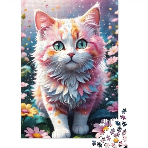 1000-teiliges Puzzle, süßes Katzen-Puzzle für Erwachsene, Holzbrett-Puzzle, tolles Geschenk für Erwachsene, Größe: 75 x 50 cm