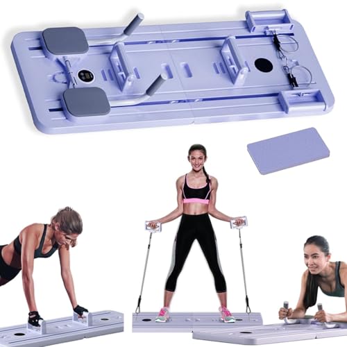 KJZQXYX Pilates-Reformer-Set – Lhanel faltbares Pilates-Gleitbrett für die Ganzkörperformung, kompaktes Heim-Fitnessgerät zum Abnehmen (Purple)