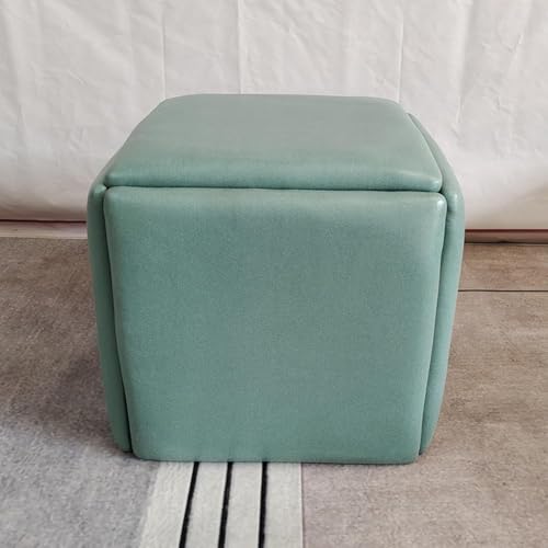 Nesting Ottoman Cube Chair, 5-in-1 stapelbarer Sofa-Stuhl-Hocker, quadratische Ottoman-Bank, beweglicher Fußhocker, Ankleidestuhl mit Drehgelenk, für Wohnzimmer, Esszimmer, Grün