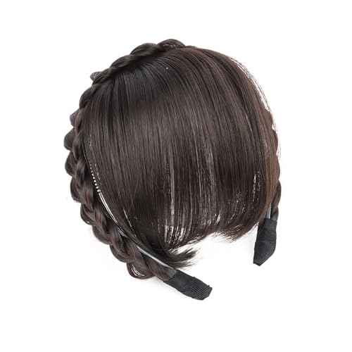 Pony Extension für Damen Haarschmuck, synthetisches Stirnband, Air Bangs, Perücken mit Zöpfen, hitzebeständig, Clip-in-Haarverlängerungen, Haarteile for Frauen Fringe Bangs(4)