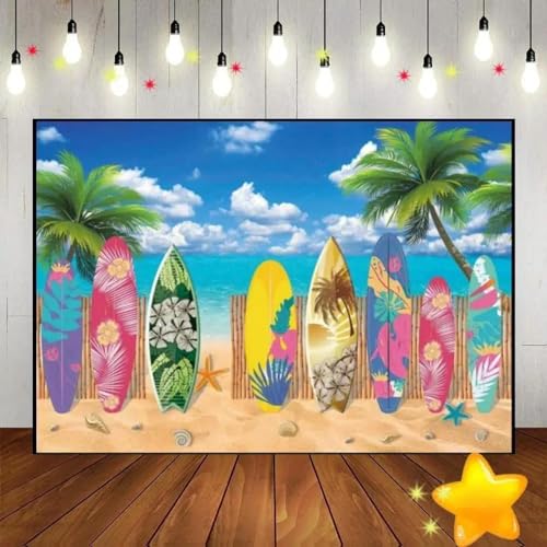 Sommer Hawaiianisch Pool Strand Tropisch Surfen Dekoration Kuste Geburtstag Hintergrund Party Baby Dusche Banner Foto Reisen 210X150cm