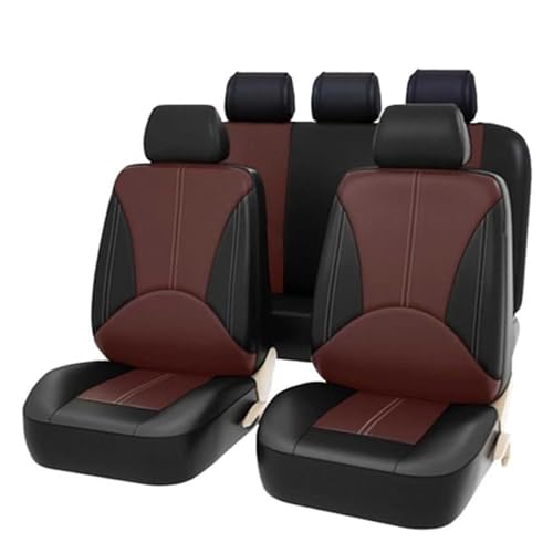 Auto Sitzbezüge Sets FüR Skoda Rapid 2013-2017, Leder Komplett-Set Autositzbezüge Wasserdicht Atmungsaktiv Auto Innenraum Zubehör,D/Black Coffee