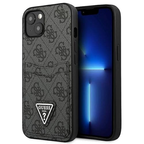 Guess GUHCP13SP4TPK Hülle für iPhone 13 Mini 5,4" schwarz/Black hardcase 4G Triangle Logo Cardslot