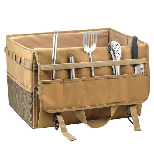 Xasbseulk Camping-Utensilien-Organizer-Tasche | 20L Utility-Tragetasche Mit Griff, Tragbare Picknick-Kochgeschirr-Utensilien-Set-Tasche, Stiefeltasche Zum Angeln, Wandern, Jagen, Camping