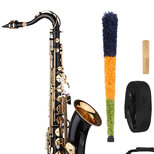 B- Flache Tenor Saxophon BB Black Lack Sax Mit Instrumentenkoffer Mundstück Reed Neckrippe Reinigungstuchbürste