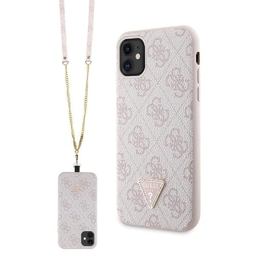 Guess GUHCN61P4TDSCPP Hülle für iPhone 11 / Xr 6.1" Rosa hardcase Crossbody 4G Metal Logo