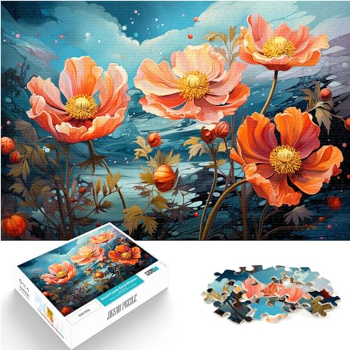 Puzzles für farbenfrohe, psychedelische Blumen, 1000-teiliges Puzzle für Erwachsene, Holzpuzzle, Geburtstagsgeschenk, Geschenke für oder, Wandkunst, 1000 Teile (50 x 75 cm)