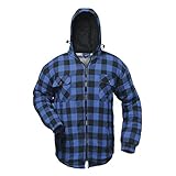 Thermohemd Arbeitshemd Arbeitsjacke blau/schwarz kariert und gefüttert mit Kapuze ? Craftland ? S-3XL