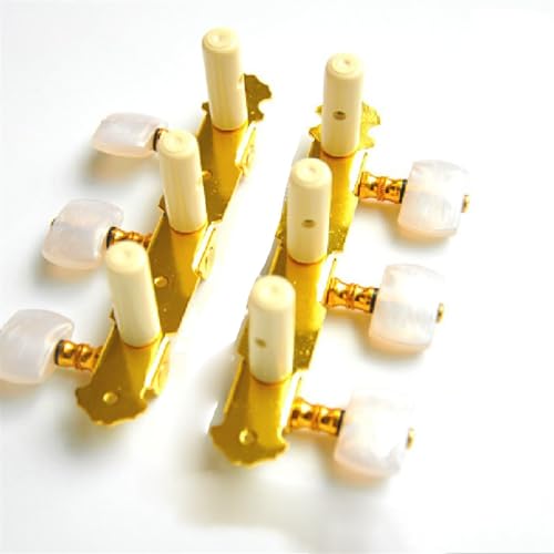 Strings Tuning Pegs Mechaniken Für Gitarre Stimmgeräte und Wirbel für klassische Gitarre, zweireihiges Set, Werkzeugzubehör mit Schrauben (Color : White)