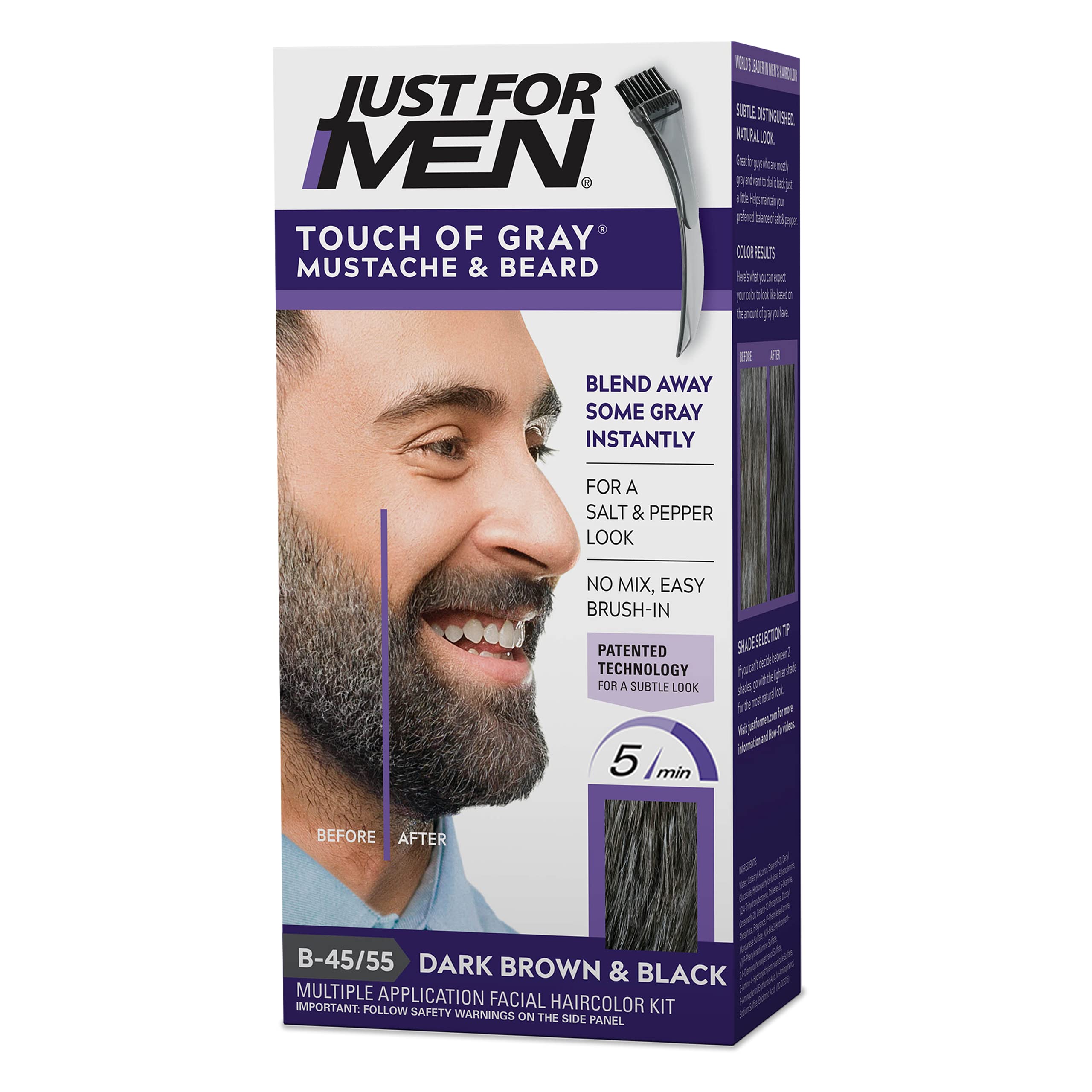 Just For Men Touch Of Gray Hair Color, Mustache And Beard Dark Brown And Black