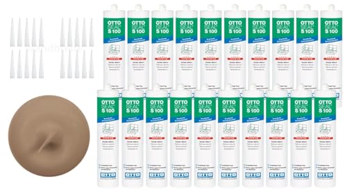 OTTOSEAL S 100 Premium-Sanitär-1K-Silikon Dichtstoff mattt auf Acetat Basis Otto Chemie 20er Set (20x matt bahamabeige C8685)