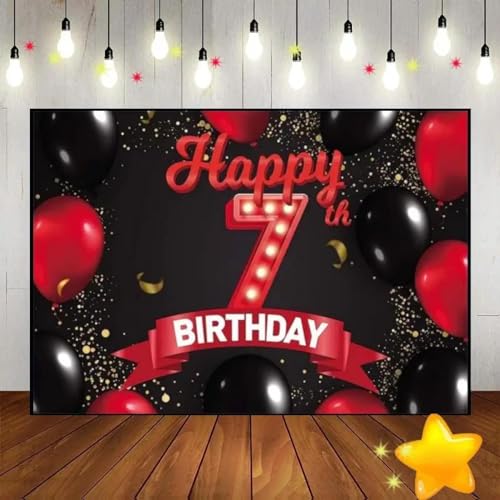 Alles Gute zum 7. Geburtstag geboren Fotografie Requisiten Hintergrund Prinzessin Dekoration Prinz Kuchenständer Mädchen Einladung Goldenes Fotospiel 350x230cm