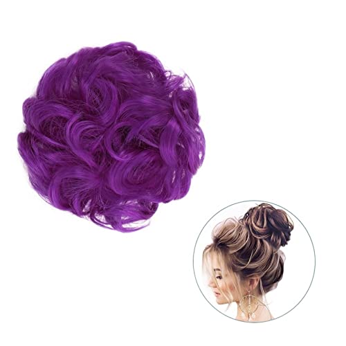 Bun Haarteile 1 Stück rund ums Haar, Pferdeschwanz, Donut-Haarknoten, Haarschmuck for Frauen, synthetischer, unordentlicher, lockiger, gewellter Scrunchie-Chignon mit Gummibandwickel Brötchen-Haarteil