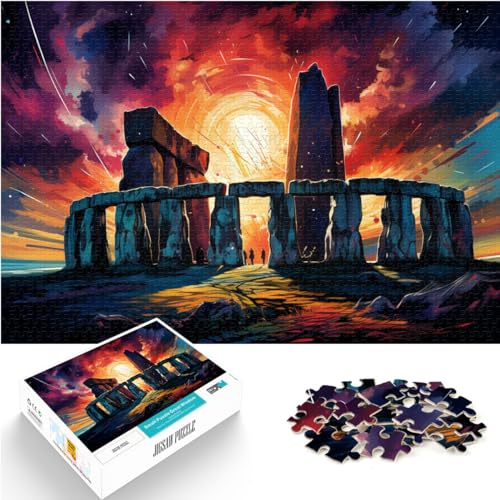 Puzzles Geschenk Farbe Stonehenge 1000 Puzzles für Erwachsene 1000 Teile Holzpuzzle Familienspiel Stressabbau Schwieriges Herausforderungspuzzle 1000 Teile (50 x 75 cm)