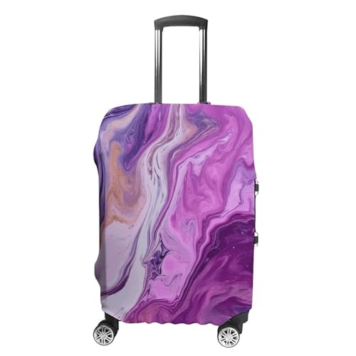 CSGJMYGS Reisegepäckhülle, elastisch, waschbar, modisch, kratzfest, Aquarellfarben, Tannenzapfen, Koffer-Schutz, passend für 45,7 - 81,3 cm Gepäck, Marmor, violett, bunt, XL