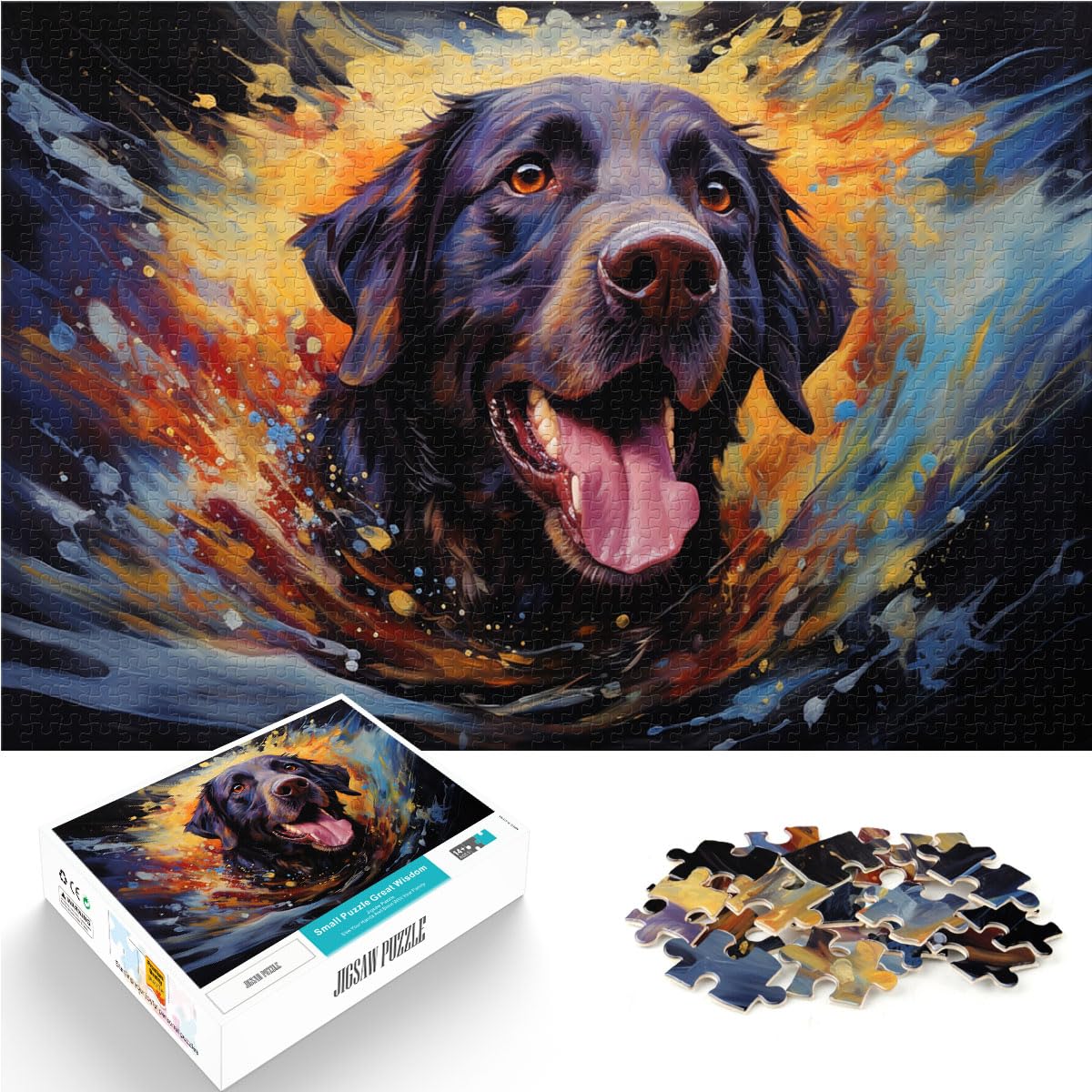 Puzzle für Puzzle-Labradore, farbenfrohe psychedelische Kunst, 1000 Teile, Premium-Puzzle, Holzpuzzle für Familienspaß und Spieleabend, 1000 Teile (50 x 75 cm)