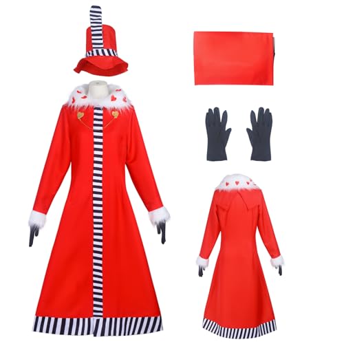 AYYOHON Valentino Cosplay-Kostüm, Anime-Dämonen-Outfits, roter Mantel mit Hut, Handschuhen, komplettes Set für Herren und Damen, Halloween-Anzug, Größe M