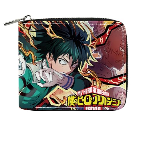 RYNDEX My He-ro Academ-ia Anime Wallets, Geldbörse Leder mit Reißverschluss, Mädchen Geldtasche mit Münzfach und Geldscheinfach(Color:Multicolor)