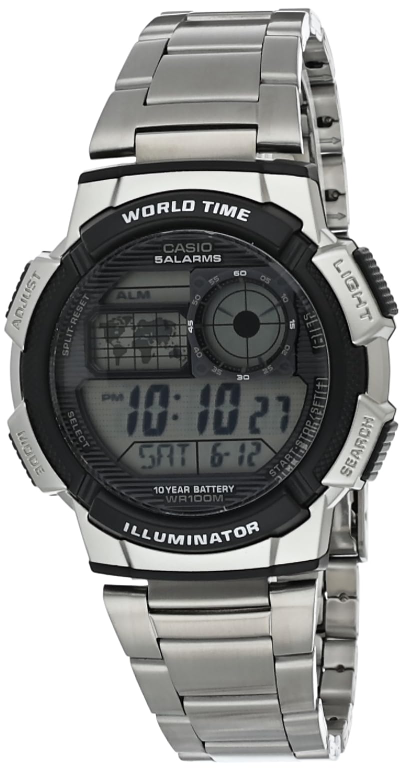 CASIO Herren Digital Quarz Uhr mit Edelstahl Armband AE-1000WD-1A