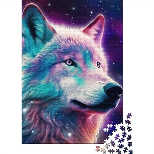 Holzpuzzle „Cosmic Wolfs“ | Puzzle für Erwachsene, 1000 Teile, Puzzle für Erwachsene, Puzzle, Mitmachspiel, Familiendekoration, 75 x 50 cm