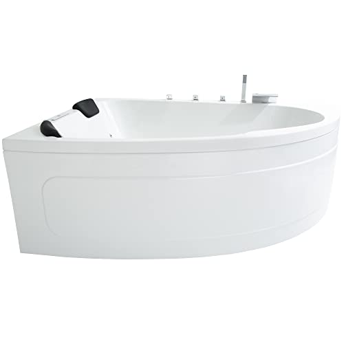 Basera® Indoor Eck-Whirlpool Guam Links für 2 Personen mit 25 Massagedüsen, Wasserfall, LED-Ambiente, Touchpanel, Bluetooth und Radio