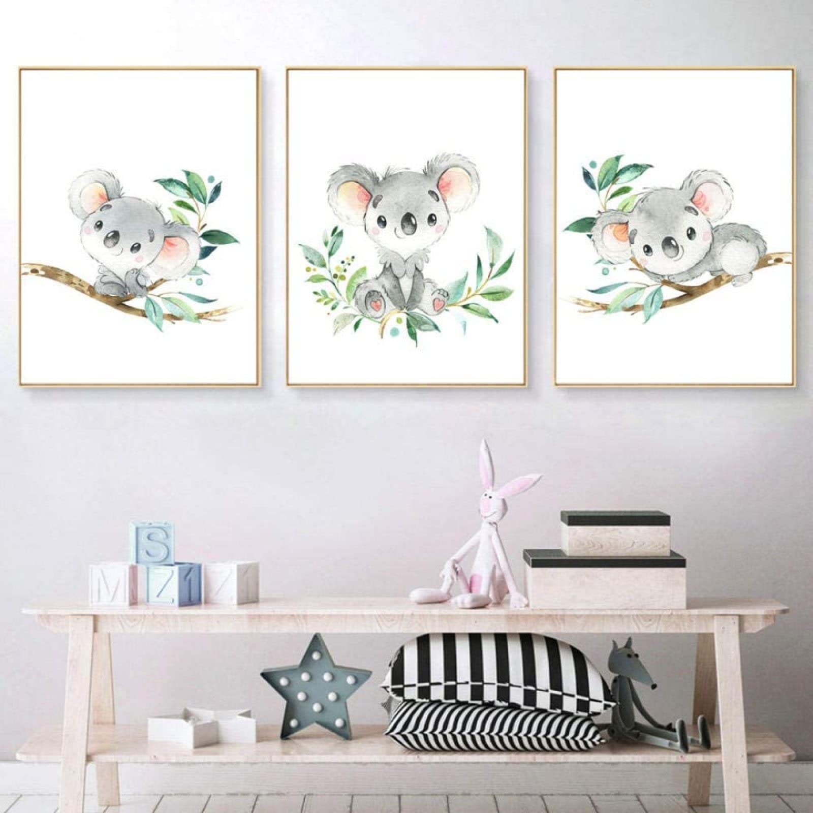 Kindergarten Koala Wand Bilder Wand Bilder Leinwand Bild Nordic Cartoon Poster Und Kunstdrucke Wandbilder Baby Kinderzimmer Dekoration Rahmenlos 60×80cm×3pcs