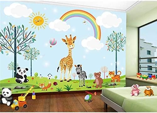 XLMING Niedliche Cartoon-Tier-Dekoration Für Kinder Küche Esszimmer Arbeitszimmer Wohnzimmer TV Hintergrund Wand 3D Tapete-300cm×210cm