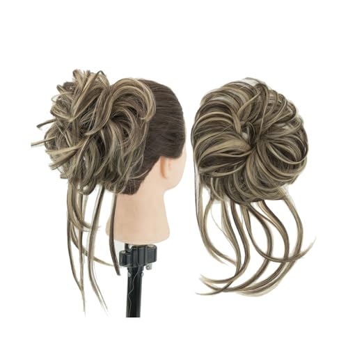 Haarteil Haargummi Unordentlicher Haarknoten Hochsteckfrisur Lange Haargummis Wickeln Pferdeschwanzverlängerung Gewellte Haarteile Chignon Stirnband Haarverlängerung(Mixed Brown)