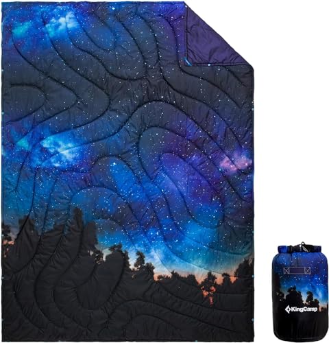 KingCamp Reisedecke Ultraleicht, Outdoor-Campingdecke Warme Wasserabweisend, Kompaktes kleines Packmaß für Camping Büro zu Hause Outdoor Bunte Decke, (Sternenhimmel,200x145cm)