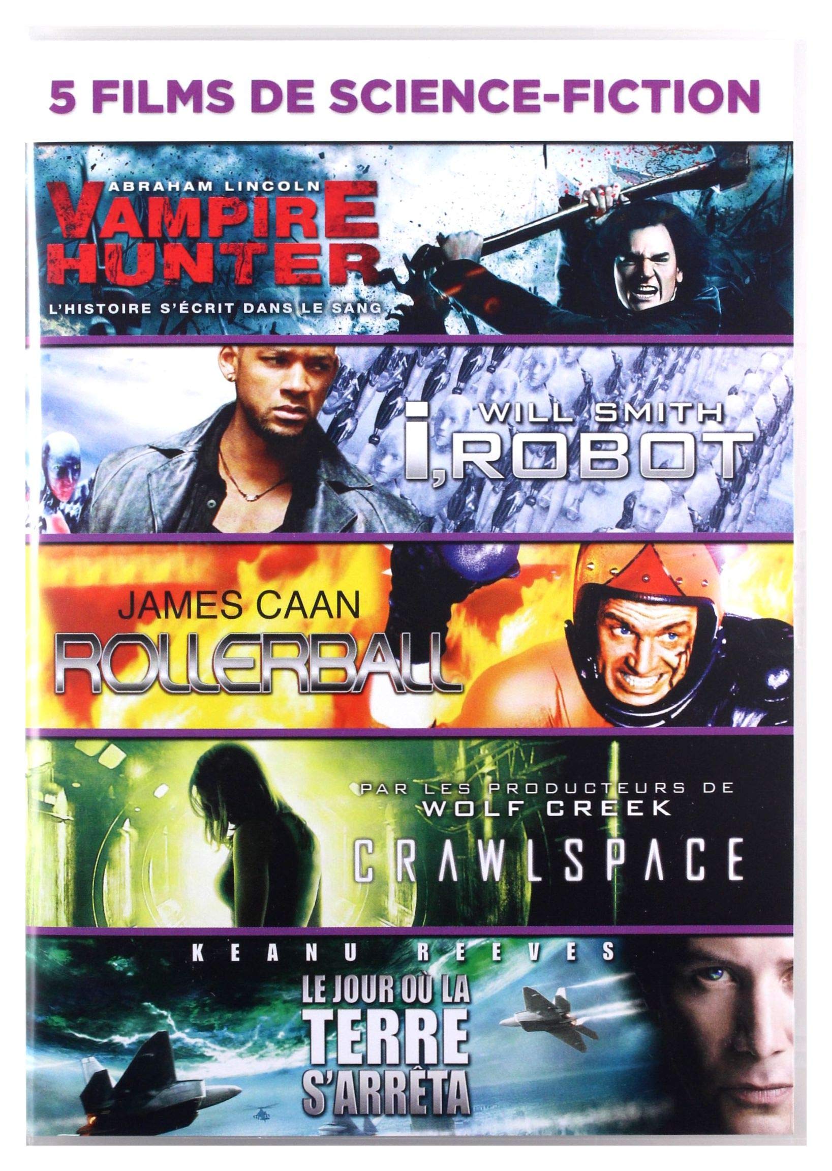 Coffret sf : abraham lincoln, vampire hunter ; I, robot ; rollerball ; crawlspace ; le jour où la terre s'arrêta [FR Import]