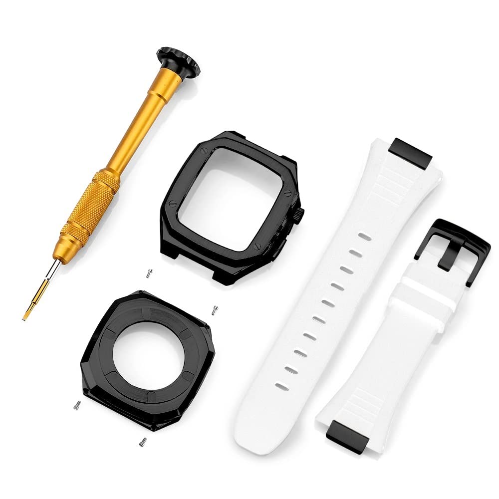 TONECY Edelstahl-Armband für Apple Watch, Modifikation, 45 mm, 44 mm, 41 mm, Metall-Mod-Kit-Set für iWatch Serie 7, 6, SE, 5, 4, 3, 2, 1