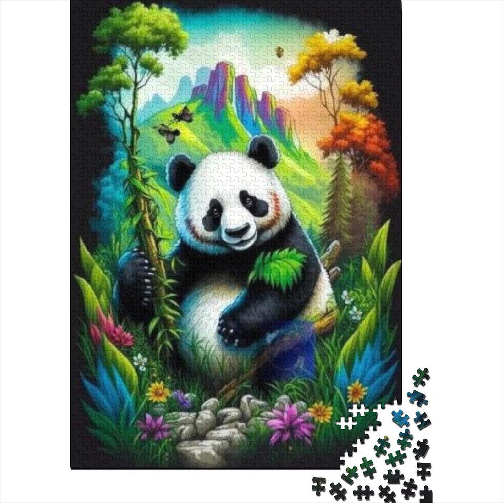 1000-teiliges Puzzle für Erwachsene, Geschenke für Panda-Puzzles aus Holz zum Stressabbau (Größe 75 x 50 cm)