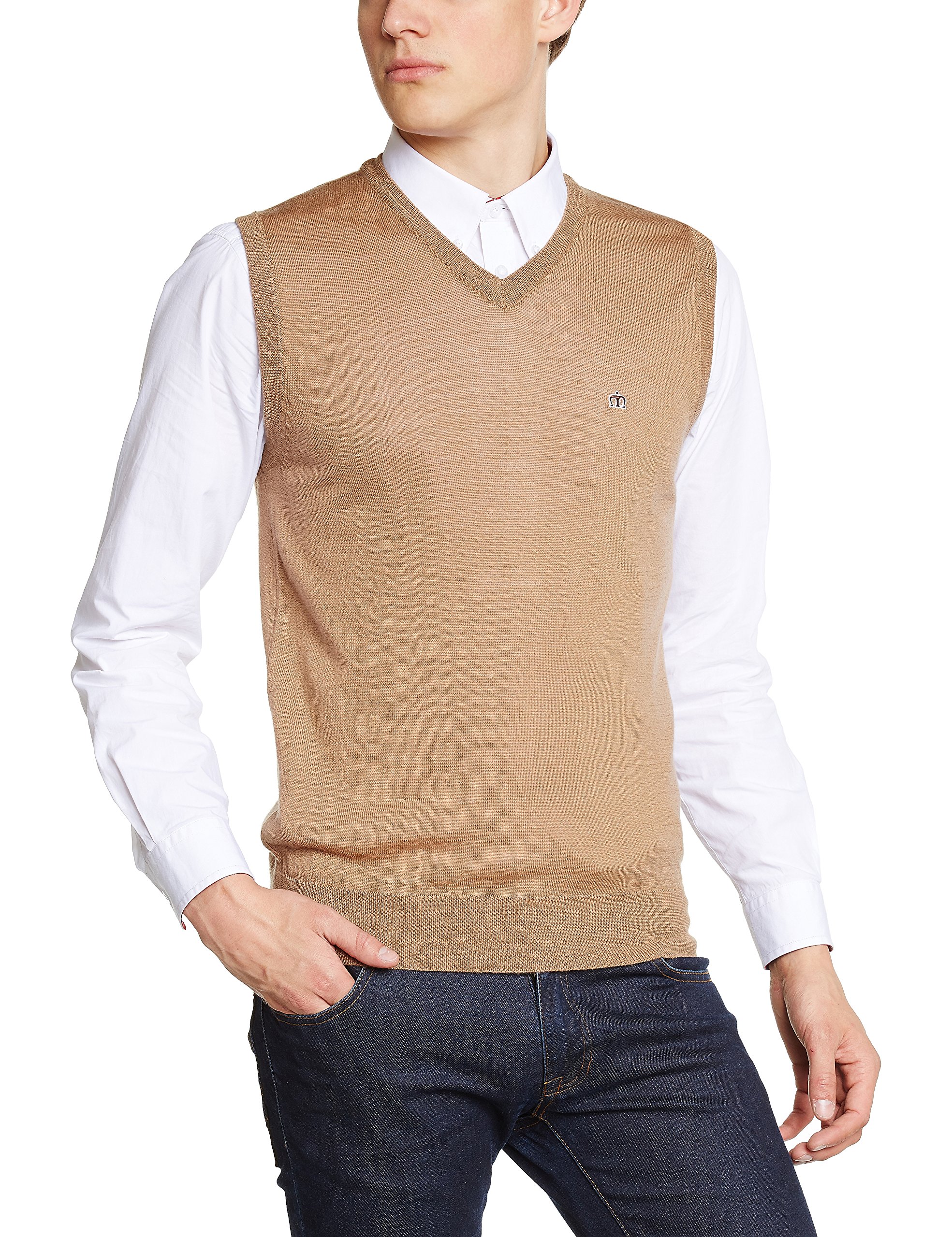 Merc of London Herren Pullunder, Uni, Gr. Small, beige-beige