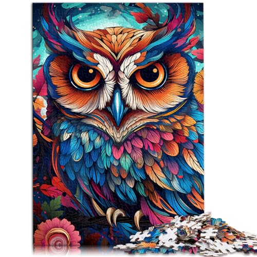 Puzzles Geschenk Malerei Farbe Eule 1000 Puzzles für Erwachsene 1000 Teile Holzpuzzle Spielzeug Puzzles Lernspiele Stressabbau Puzzles 1000 Stück (50x75cm)