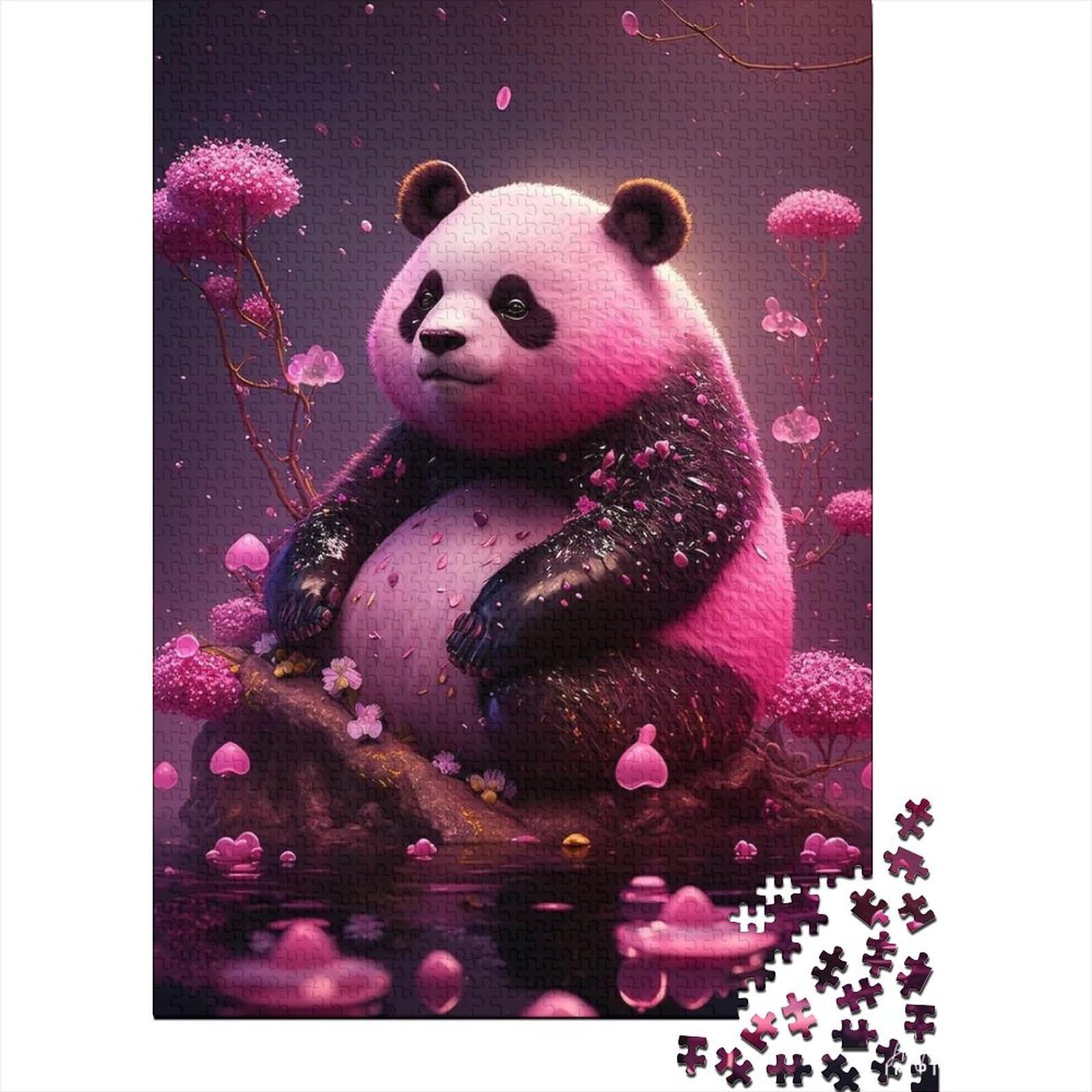 Pink Panda Puzzles Puzzles für Erwachsene und Teenager, 1000 große Teile, Puzzle für Erwachsene, Stressabbau, Urlaub zu Hause, Zeitvertreib, 75 x 50 cm