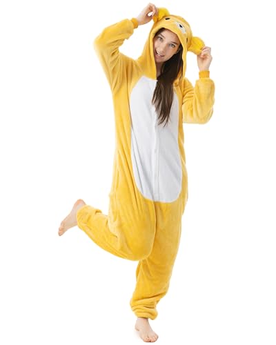 Katara 1744 - Rilakkuma Bär Kostüm-Anzug Onesie/Jumpsuit Einteiler Body für Erwachsene Damen Herren als Pyjama oder Schlafanzug Unisex - viele Verschiedene Tiere