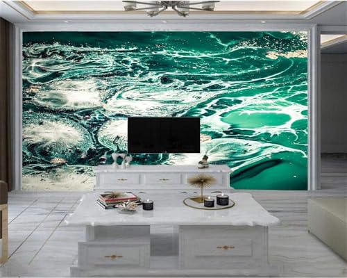 Abstrakte Grüne Welle 3D Tapete Poster Restaurant Schlafzimmer Wohnzimmer Sofa TV Dekorative Wand-250cm×170cm