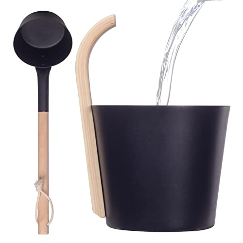 Sauna-Eimer-Set, 7 l, hitzebeständiger Aluminium-Eimer, E-ssential Spa-Zubehör für Dampfbad, schwarzes Sauna-Set für Freunde, geliebte Familien, Nachbarn, Kollegen