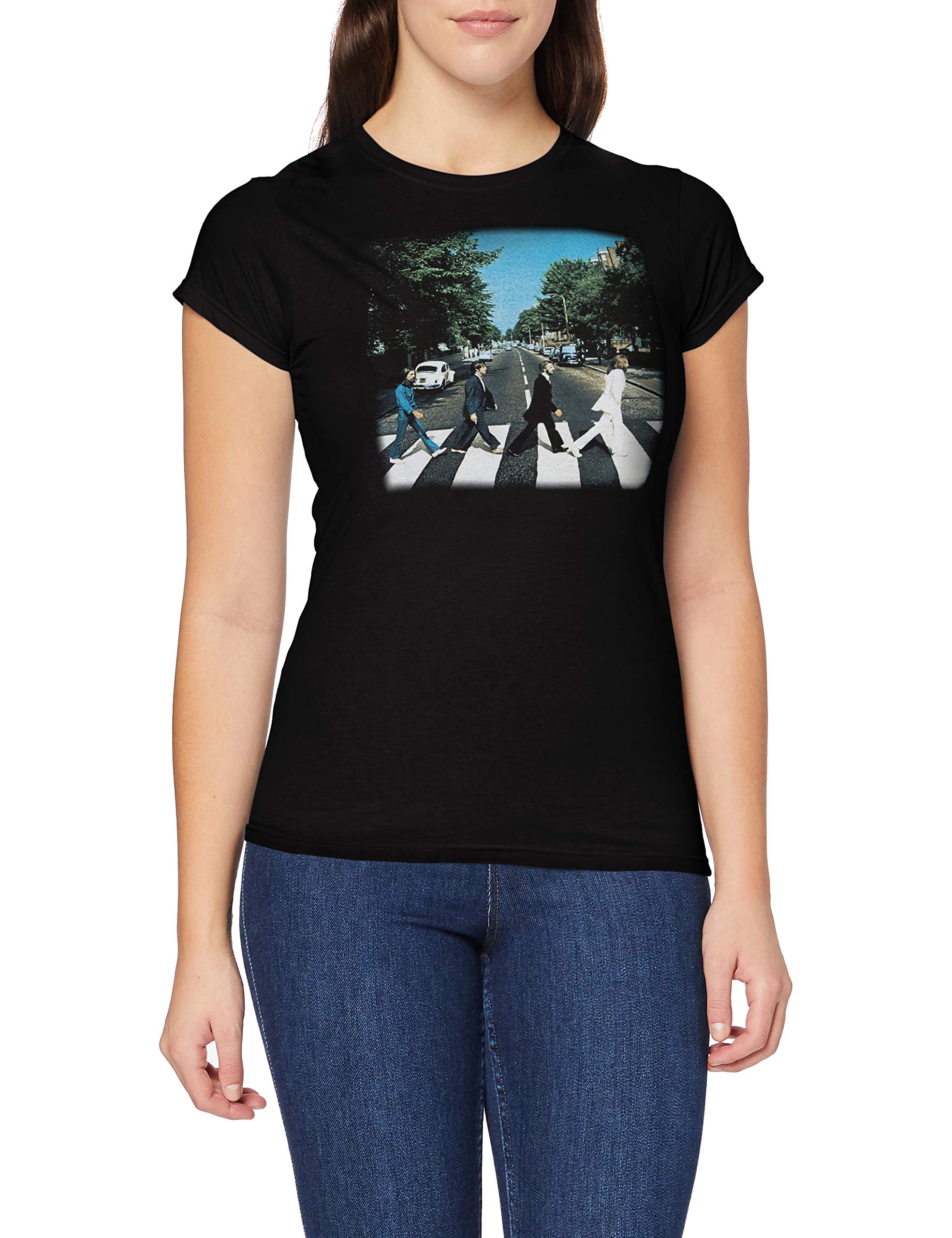 The Beatles Abbey Road Women's Short Sleeve Shirt Gr. 38, Schwarz - Schwarz