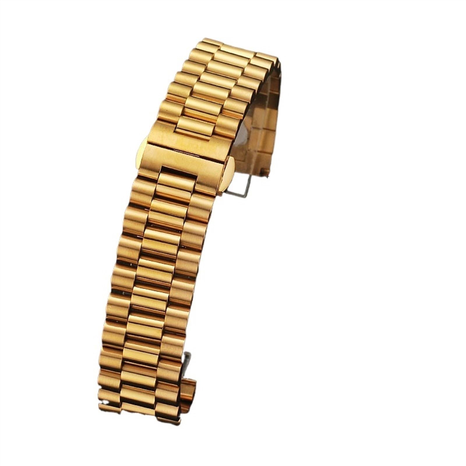 THBGTCNQ Uhrenarmband aus massivem Edelstahl mit Gliedern, 12 mm, 14 mm, 16 mm, 18 mm, 20 mm, 22 mm, universelles Ersatz-Uhrenarmband mit gebogenen Enden(Gold,12mm)