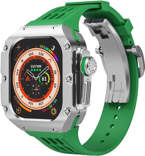 NEYENS 49 mm Titanlegierung, Uhrengehäuse, Gummiband, für Apple Watch Ultra 2 Serie, Ersatzteil, Sportarmbänder, Uhrengehäuse, Metallkrone, Mod-Kit, Zubehör, 49 mm, Achat