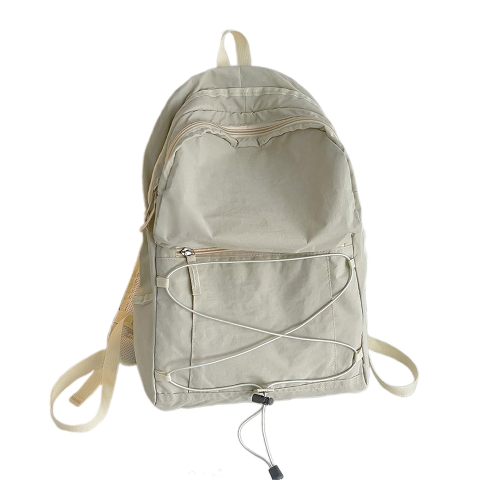 Nylon-Schultasche, Schultasche, Laptoprucksack, Büchertasche, Reiserucksack, geeignet für alltägliche Aktivitäten, Beige#Large