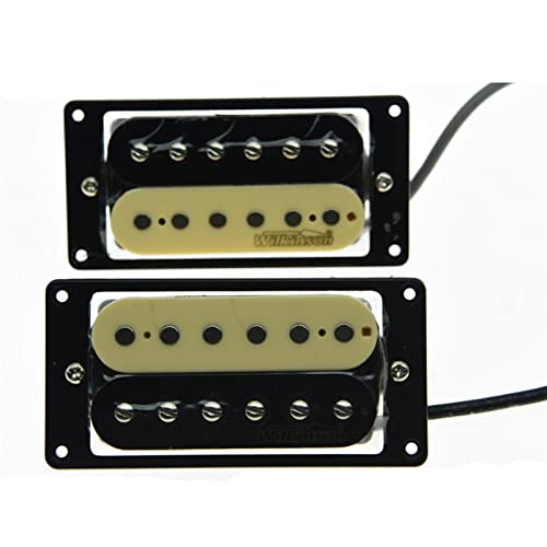 ZENGXUE Halb Gelb Halb Schwarzer Doppelt Pickup Gelb Schwarz Keramischer Magnet Elektrische Gitarre Doppelspule Schwarzer Rahmen Humbucker Tonabnehmer Set (Color : Black frame)