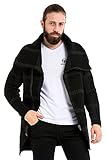 Cipo & Baxx Herren Strickjacke Gestreift Pullover Cardigan Lang CP262 Schwarz XL