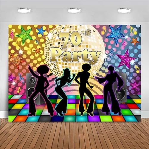 70er Jahre Motto Party Fotografie Disco Musik Neonlichter Stern Glitzer Foto Hintergrund Zurück in die 80er & 90er Jahre Fotostudio 350x230cm