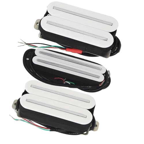 3PCS Keramik Elektrische Gitarre Dual Hot Rails Humbucker Pickups Set Für Gitarre Teile Schwarz/Weiß e gitarren tonabnehmer (Color : White Set)