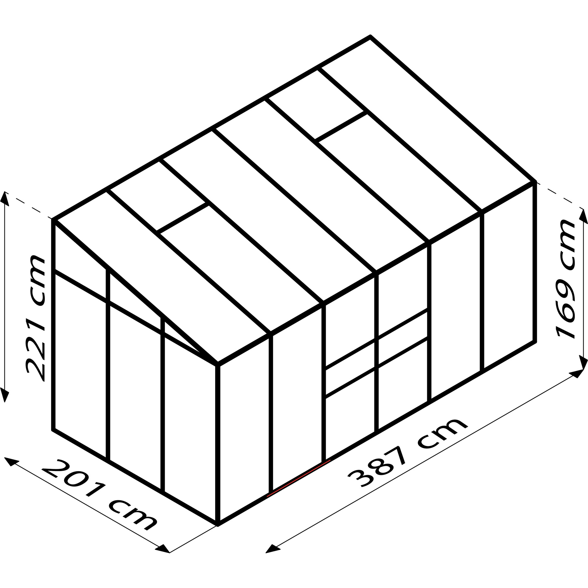 Vitavia Anlehngewächshaus 'Ida 7800' 7,8 m² 378,8 x 190,1 cm 6 mm Hohlkammerplatten aluminiumfarben 3