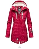 MARIKOO Damen Winter Jacke Winterjacke Mantel Outdoor wasserabweisend Softshell B614 [B614-Zimt-Fuchsia-wL-Gr.L]