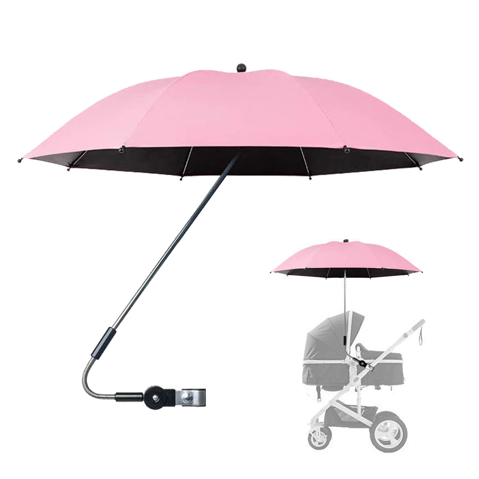 Takluu Regenschirm für Kinderwagen mit Klemme, Clip-Regenschirm für Kinderwagen - Extra großer Kinderwagen-Regenschirm LSF 50+ Sonnenschutz mit Klemme | 360 Grad verstellbares, wasserdichtes Vordach